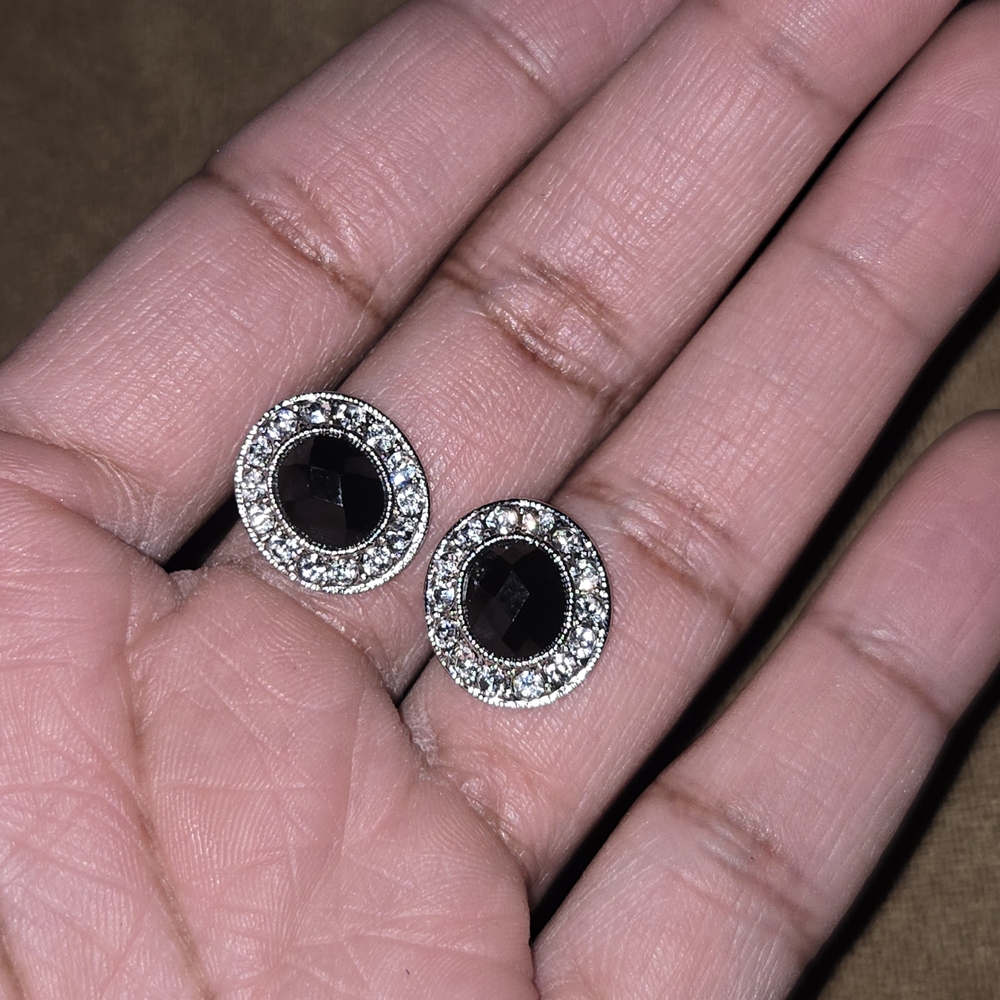 Monet Elegant Black and Silver Earrings
